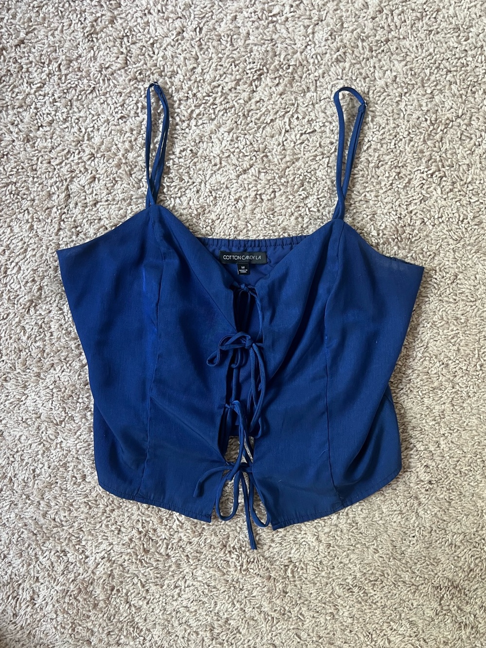 Navy Lace-Up Cami Top